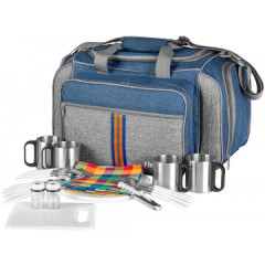 Набор для пикника на 4 персоны синий/серый HS-605(4)BG Helios