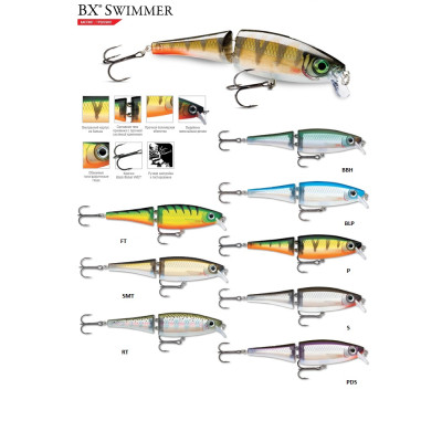 Воблер Rapala BX Swimmer BXS12 (медленно тонущий), 12 см. 22 г., заглуб. 1,2-1,8 м - фото, цена в Магазин товаров для рыбалки и туризма - Fishers.by
