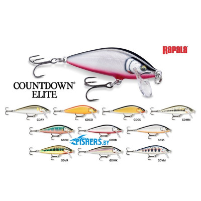 Воблер RAPALA CountDown Elite 75 CDE75 (тонущий), 7.5 см.10 г., заглуб. до 1,2 м - фото, цена в Магазин товаров для рыбалки и туризма - Fishers.by