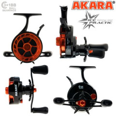 Катушка зимняя мультипликаторная Akara Ice Practic, 3 ш.п.+ 1 р.п.