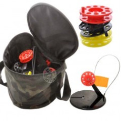 Набор жерлиц с угловой стойкой в сумке с катушкой цвет АССАРТИ (10 шт)